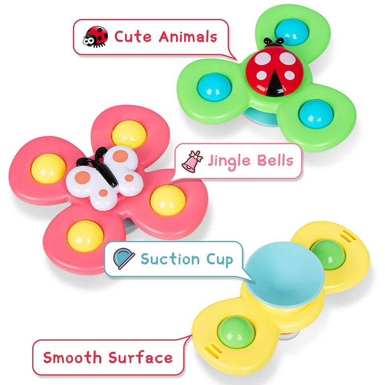 Spinner Suction Rattles (Each Set Includes 3 Spinners)